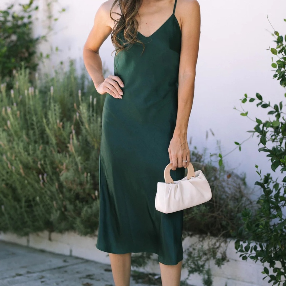 Green Spaghetti Strap Slip Dress for Cocktail
